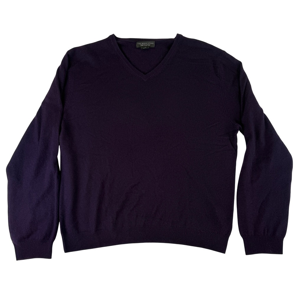 Bloomingdale's The Men's Store Sweater Mens XXL Purple Cashmere V-Neck Knit